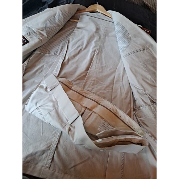 Flynt Bourne Blazer Half Canvas Tan /white Mens Size 48 Long / 42 Wide Cotton - Picture 7 of 7